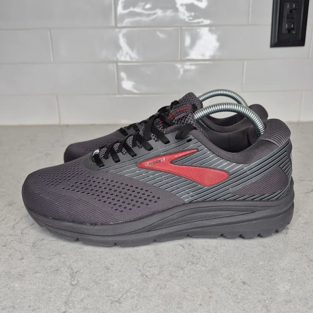Brooks Mens‎ Addiction 14 Gray Red Athletic Running Shoes Size 8 EE Wide